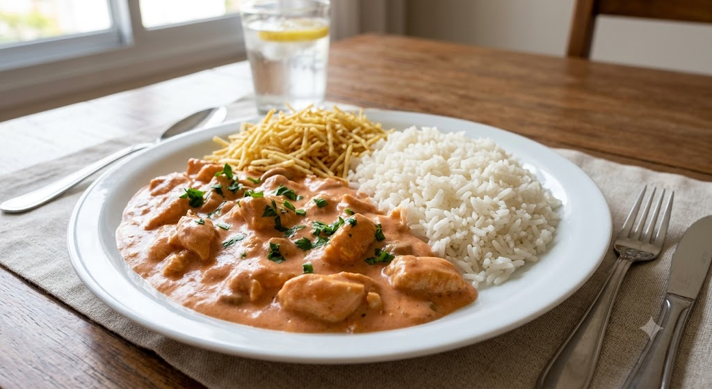 Estrogonofe Cremoso de Frango com Arroz Branco
