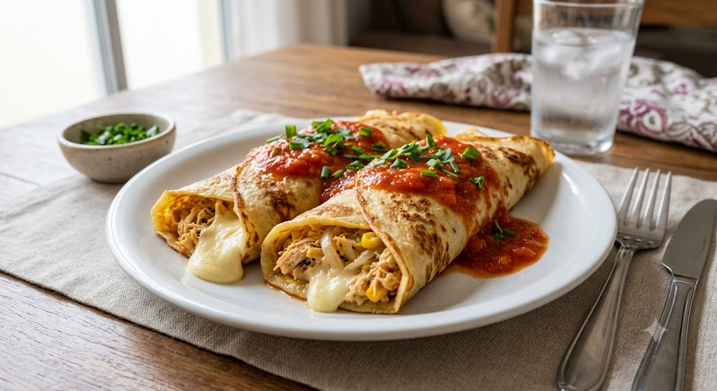 Panqueca Recheada de Frango com Requeijão