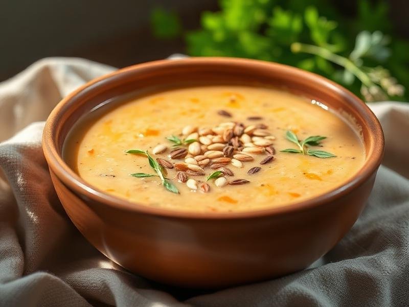 Sopa Cremosa de Abóbora com Grão de Bico